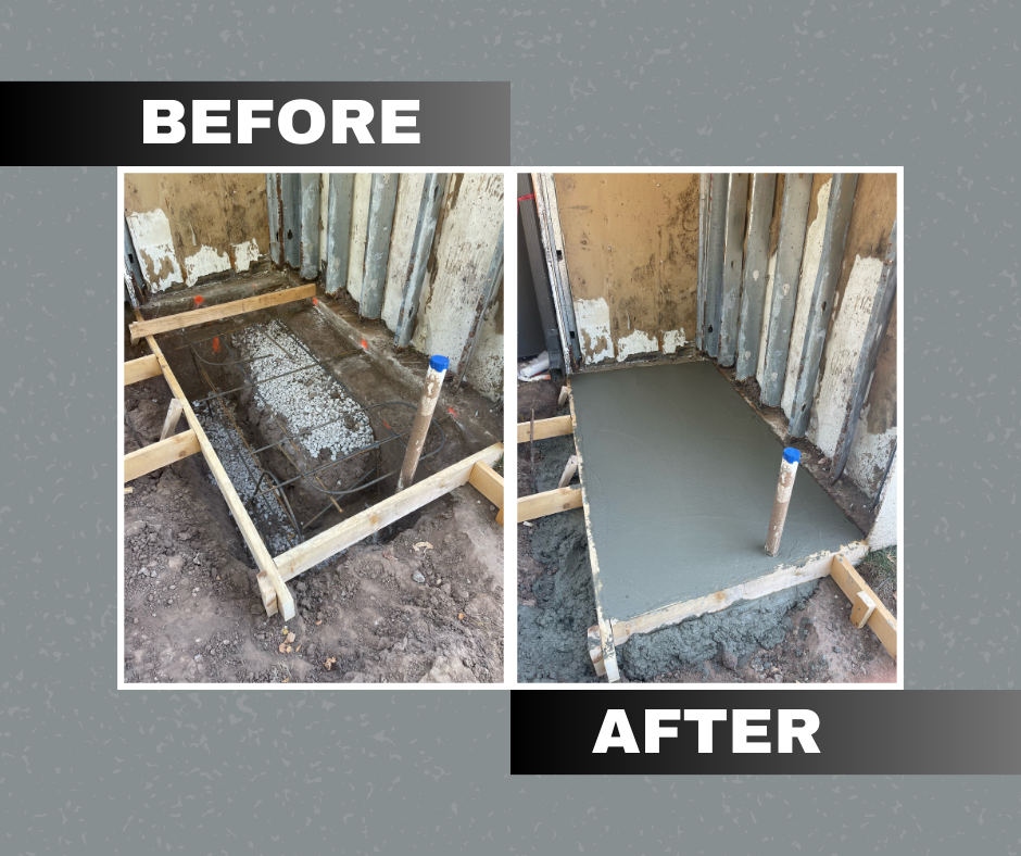 Before and after concrete pouring