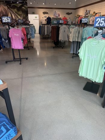 Sealed concrete floor in clothing store