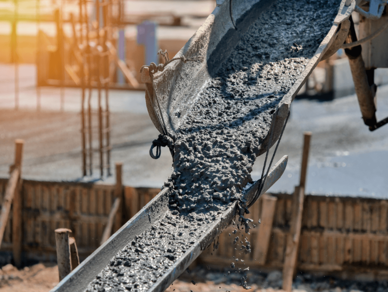 Wet Concrete Being Poured